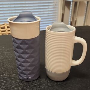 2 Ceramic Travel Mugs with Silicone Grip